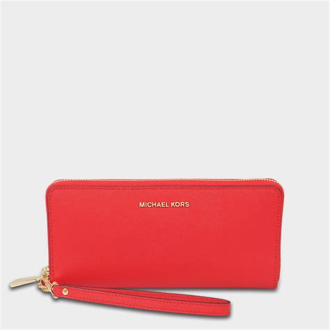 michael kors jet set continental wallet red